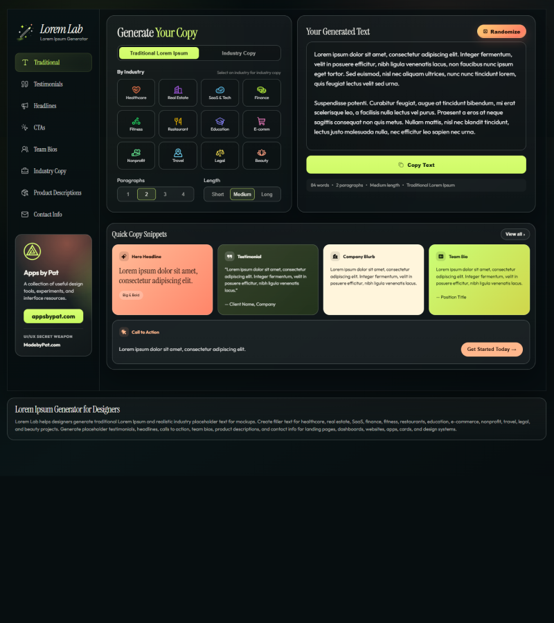 Lorem Lab screenshot thumbnail