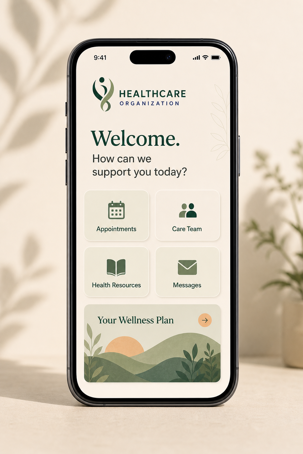 Living Well patient care mobile application mockup