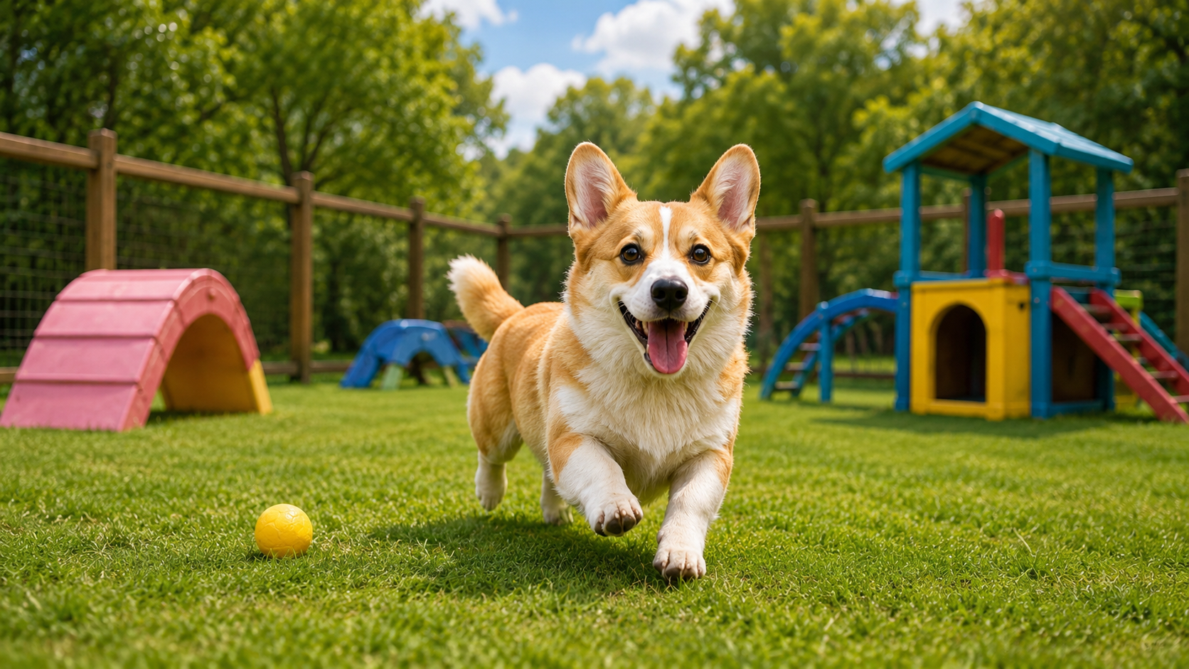Dog playing outside at daycare