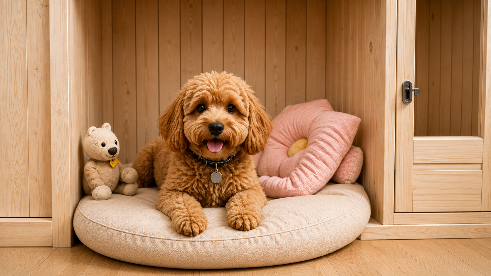 Dog resting in a lodging suite